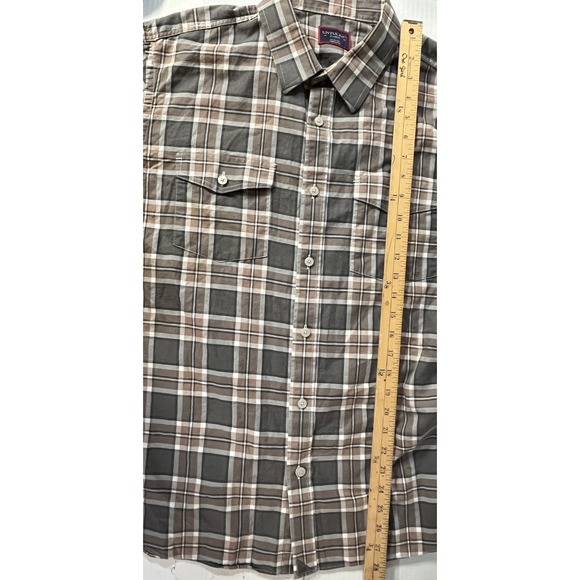 Untuckit 100%Cotton LS Button Up XL Brown/Gray Plaid - Picture 6 of 7